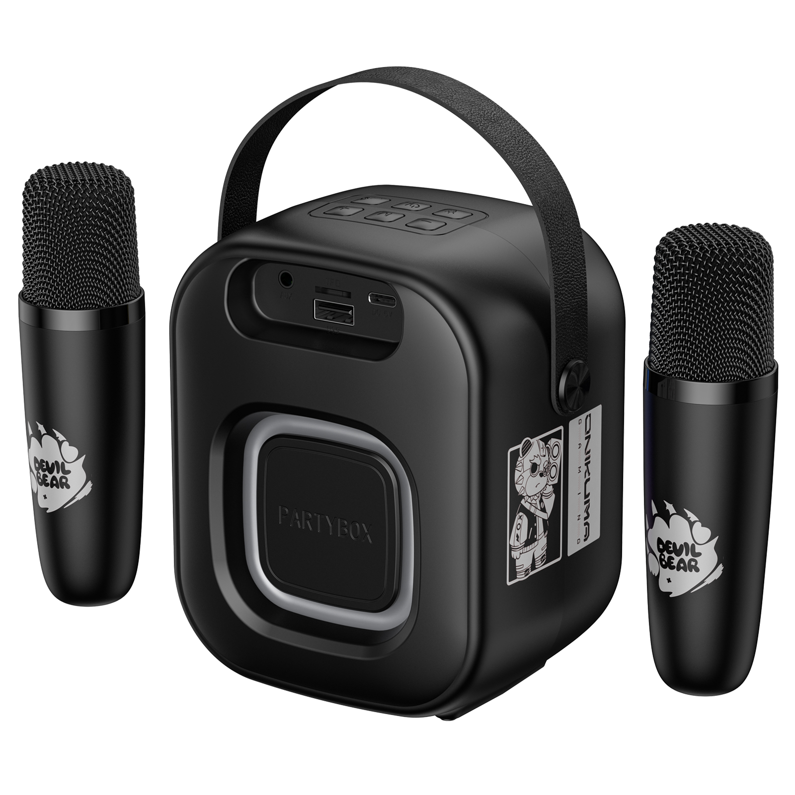 ONIKUMA L7 5W Karaoke Bluetooth Speaker with 2 Microphones (Black) - Image 4