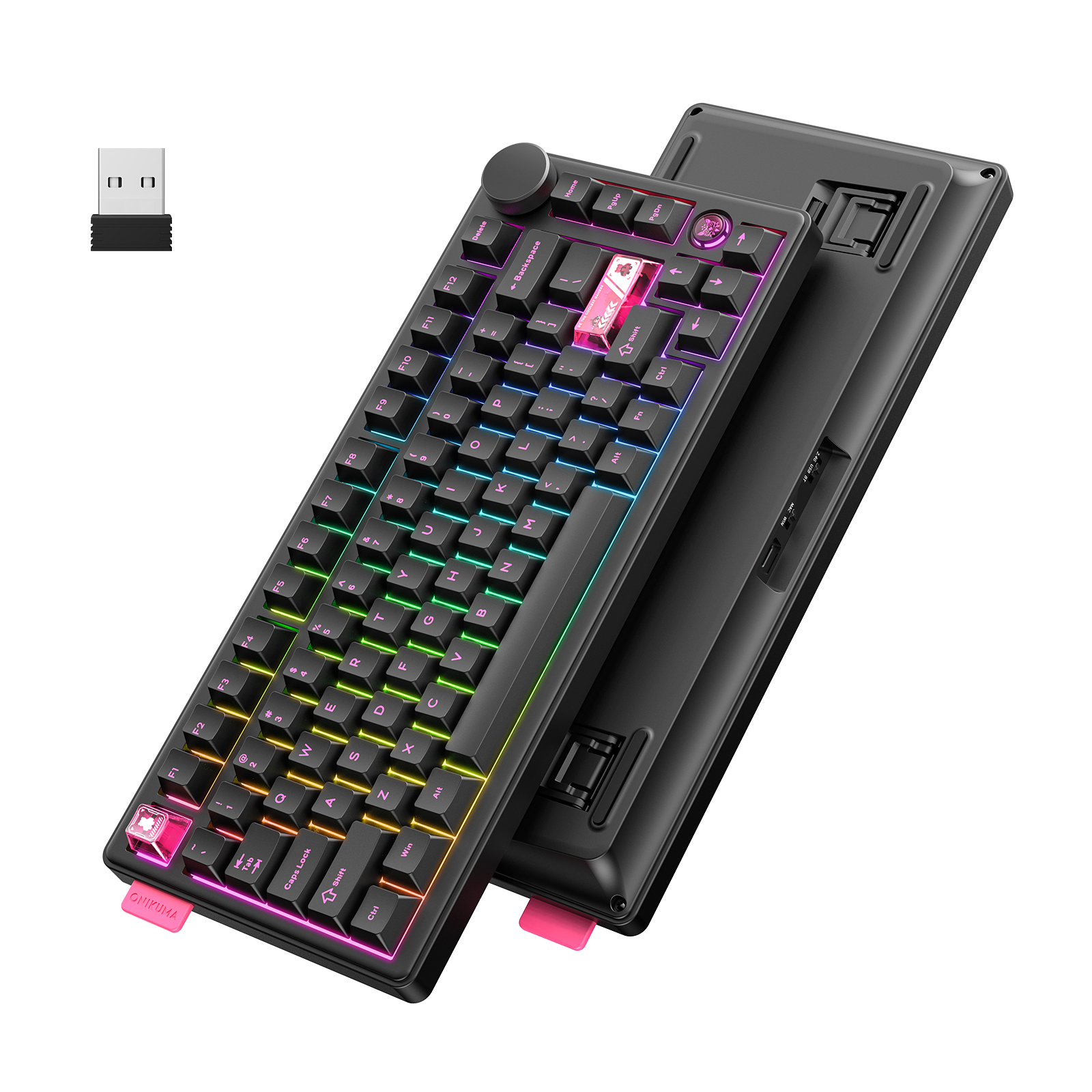ONIKUMA MT706 81-Keys Hot Swappable Triple Mode Mechanical Keyboard(Black) - Image 5