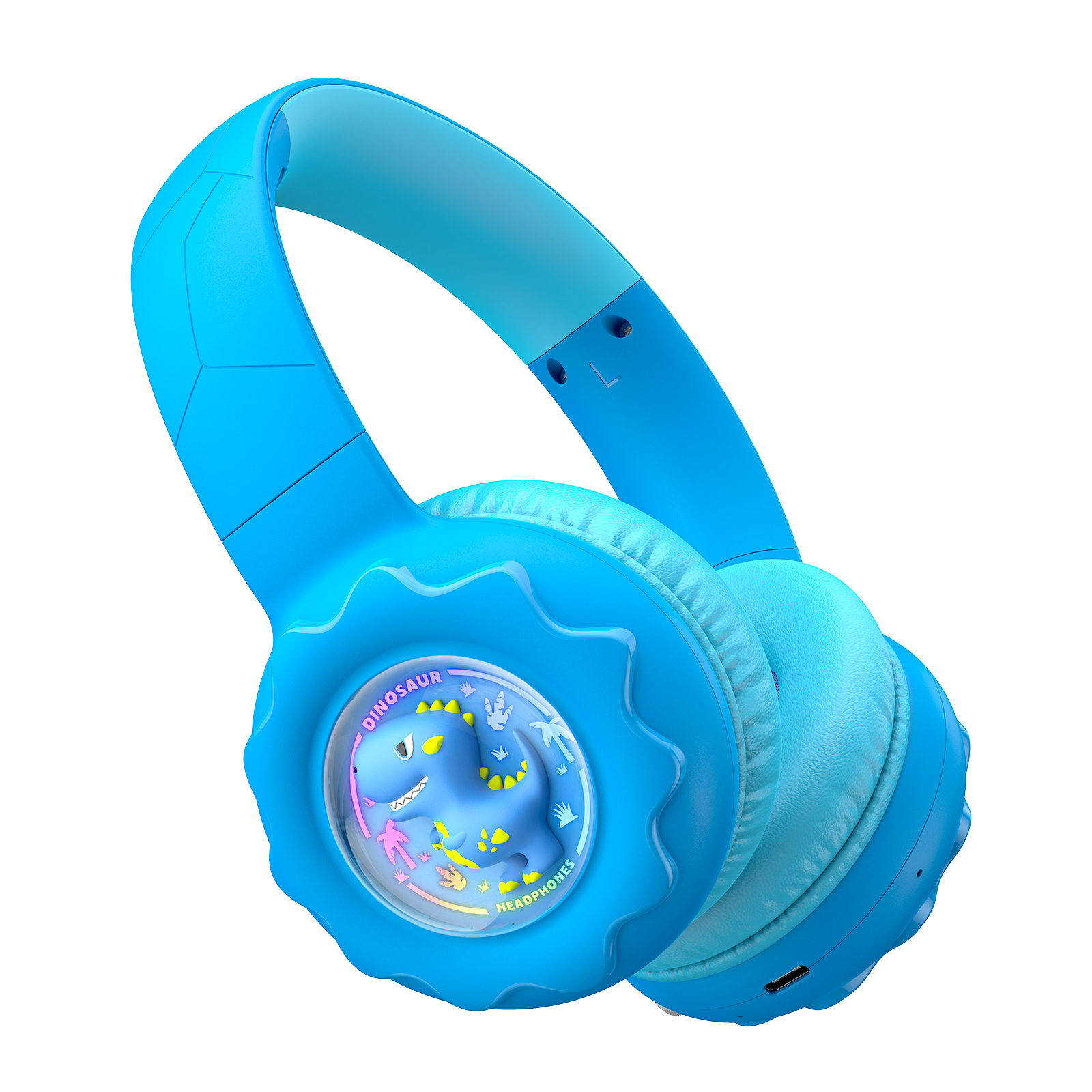 Onikuma B30 Little Dinosaur Ear Wireless Headset with 85dB Kids Ear Protection (Blue) - Image 4